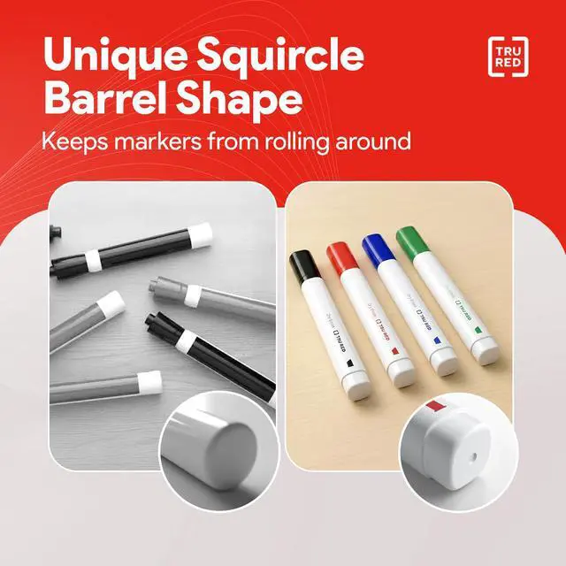 Alt view image 4 of 7 - Low Odor Dry Erase Markers, Chisel Tip, Assorted Colors, 8 Pack Bold Whiteboard Markers for Classrooms & Offices