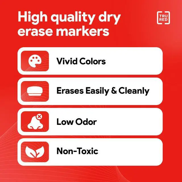 Alt view image 5 of 7 - Low Odor Dry Erase Markers, Chisel Tip, Assorted Colors, 8 Pack Bold Whiteboard Markers for Classrooms & Offices