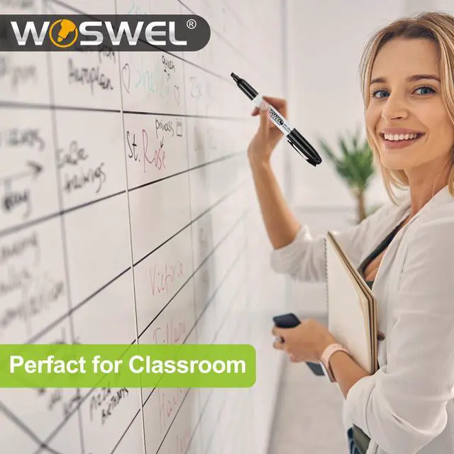 Alt view image 4 of 7 - Dry Erase Markers,24 Pack Black Chisel Tip Whiteboard Markers, Chisel Point Low Odor Dry Erase Marker for School Office and Home