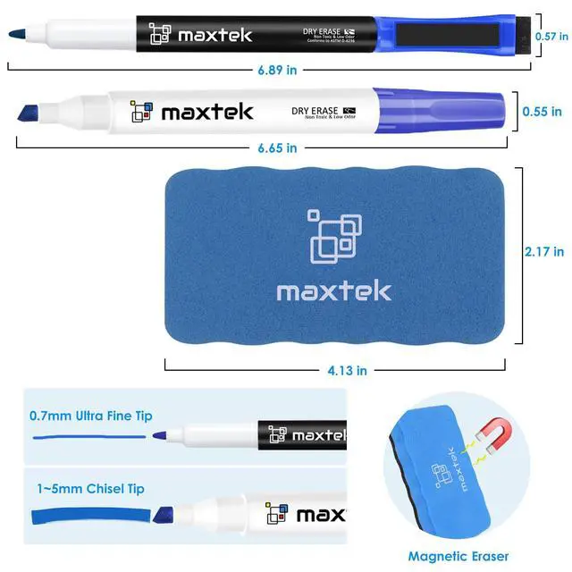 Alt view image 2 of 7 - Low Odor Dry Erase Markers Mixed Tip, 8 Count
