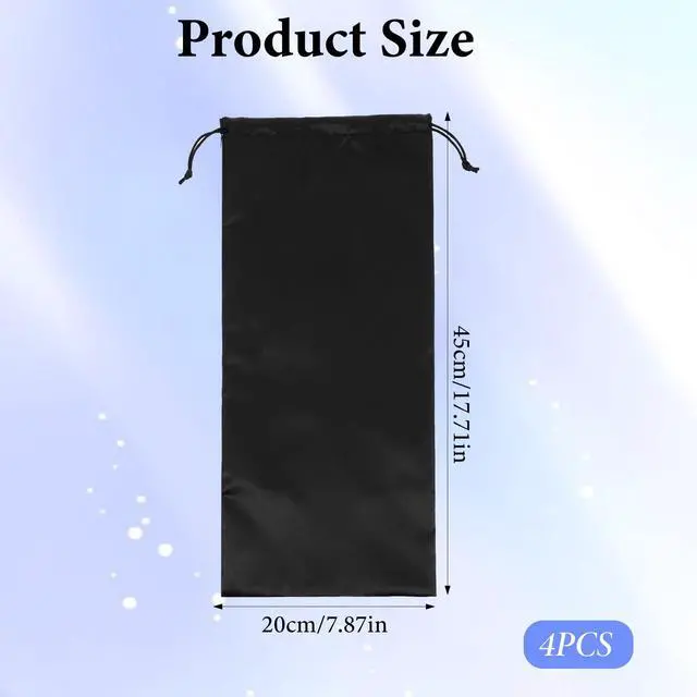 Alt view image 2 of 7 - 4 Pack Shoe Bags for Travel, Satin Fabric Shoe Bag with Drawstring for Men Women, Black Shoes Storage Bags for Travel Protecting Storing Shoes, Washable & Reusable, 17.7× 7.9 In (Black)