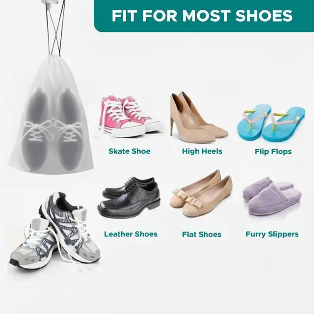 Alt view image 7 of 7 - Large Shoe Bags for Travel, Waterproof Storage Organizer with Drawstring, Frosted Clear Travel Shoe Bag, 5 Pack 17.7 x 13.8 Inches