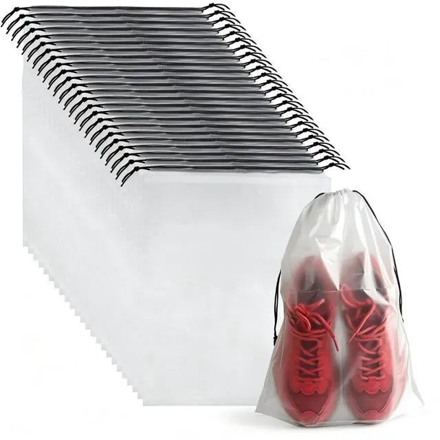 Main image of 26 Pcs Shoe Bags for TravelPLULON Clear Drawstring Travel Shoe Bags for Packing Waterproof Dustproof Shoes Organizer Pouch Travel Accessories Shoe Storage Bag for Women Men Portable Travel Essentials