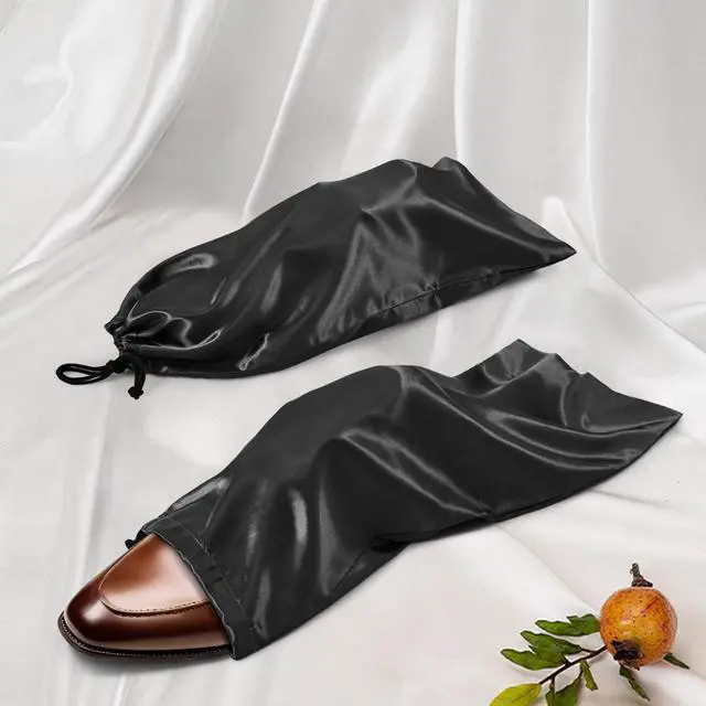 Alt view image 2 of 6 - 6 Pack Shoe Bags for Travel - Satin Shoe Bag with Drawstring - Black Shoe Storage Bags for Protecting Storage Shoes - 17.7 x 7.9 In