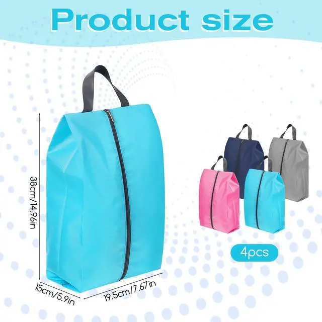 Alt view image 2 of 6 - 4 Pcs Shoe Bags for Travel, Travel Shoes Organizer with Zipper Golf Shoe Bag Reusable Water-proof Shoes Bag Portable Traveling Essentials