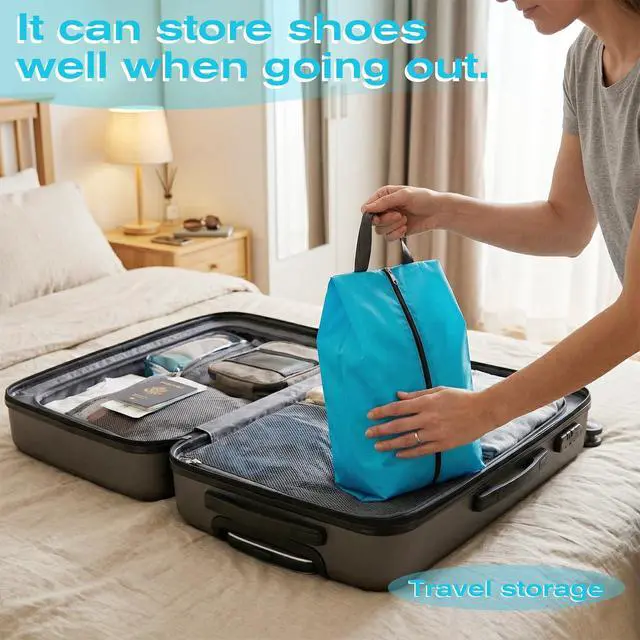 Alt view image 4 of 6 - 4 Pcs Shoe Bags for Travel, Travel Shoes Organizer with Zipper Golf Shoe Bag Reusable Water-proof Shoes Bag Portable Traveling Essentials