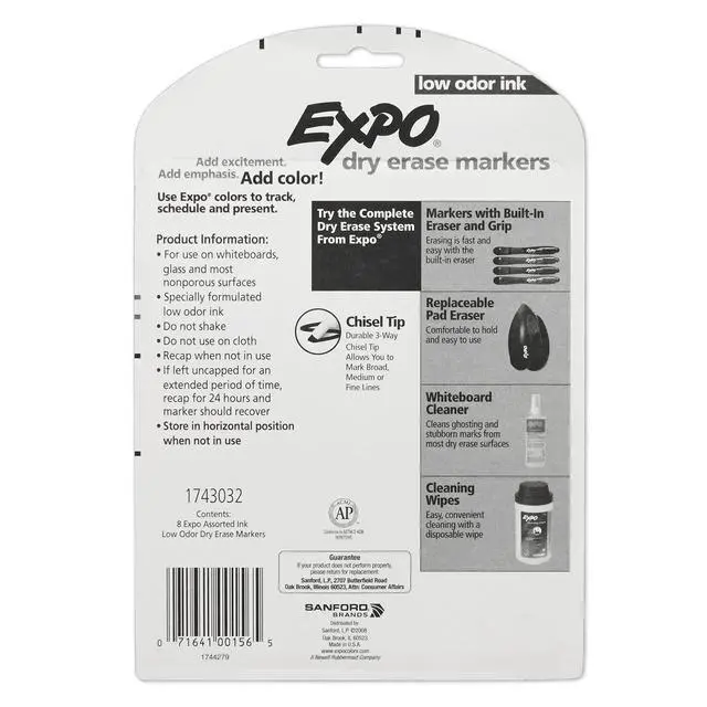 Alt view image 4 of 4 - 1743032 Low-Odor Dry Erase Markers, Chisel Tip, Fashion Colors, 8-Count