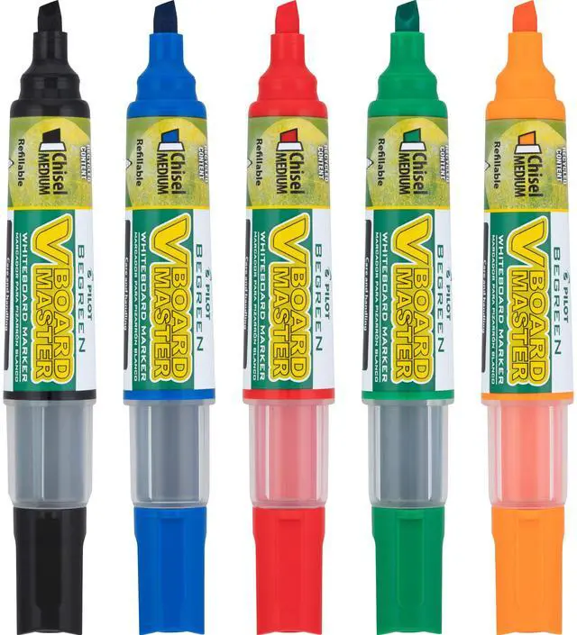 Alt view image 4 of 6 - V Board Master Refillable Dry-Erase Markers, Medium Chisel Tip, Assorted Color Inks, 5 Count