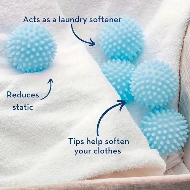 Alt view image 7 of 7 - Reusable Laundry Dryer Balls, Sky Blue Plastic Anti-Static Fabric Softener, Reduces Wrinkles, Sustainable Cleaning Supplies, Essential Washing & Drying Aid for Soft, 6 Pack, 2.36 in (Sky Blue)