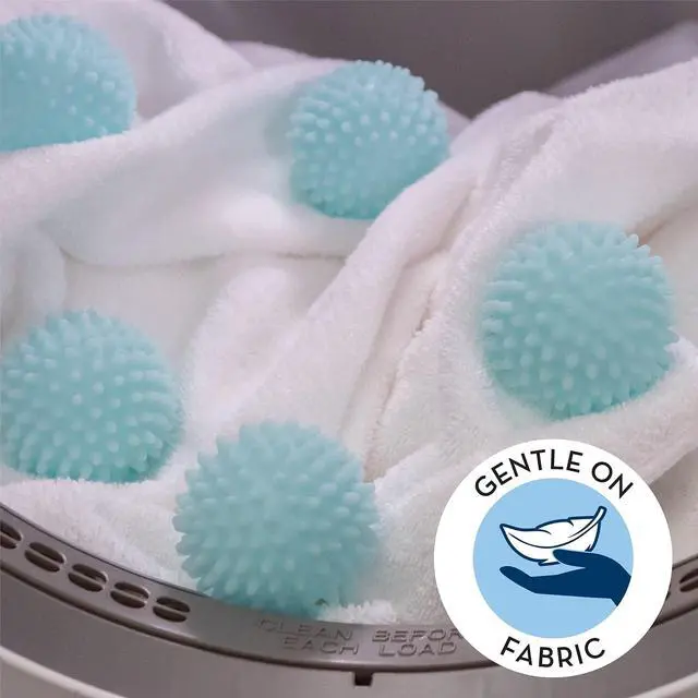 Alt view image 6 of 7 - Reusable Laundry Dryer Balls, Sky Blue Plastic Anti-Static Fabric Softener, Reduces Wrinkles, Sustainable Cleaning Supplies, Essential Washing & Drying Aid for Soft, 6 Pack, 2.36 in (Sky Blue)