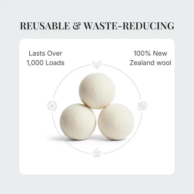 Alt view image 5 of 7 - XL Wool Dryer Balls 100% New Zealand Wool 3 Pack Reusable