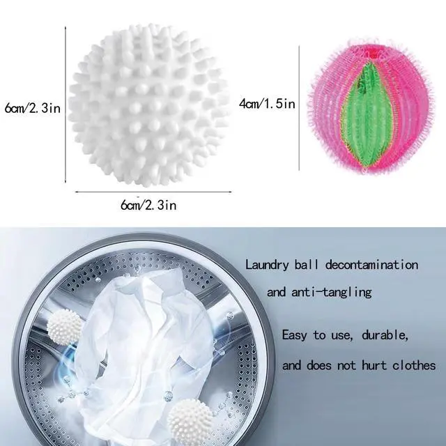 Alt view image 2 of 6 - 6Pcs Reusable Dryer Balls and 4pcs PeT Hair Remover Laundry Dryer Ball Set, Prevent Entanglement Laundry Balls for Laundry Room Washer