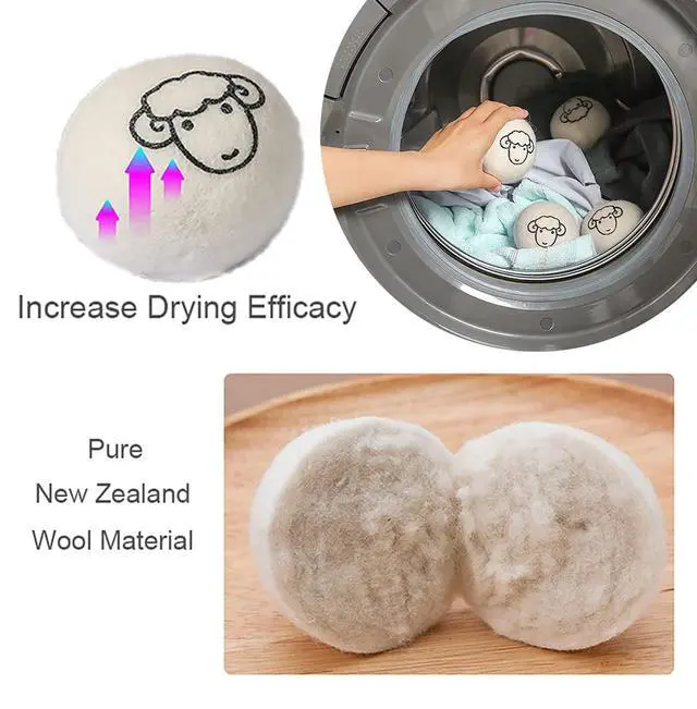 Alt view image 2 of 7 - 6-Pack Wool Dryer Balls Reusable Laundry Balls for Dryer Natural Fabric Softeners and Wrinkle Release, Organic and Eco Wool Dryer Ball for Pet Hair Removal, Dryer Sheets, Drying Ball