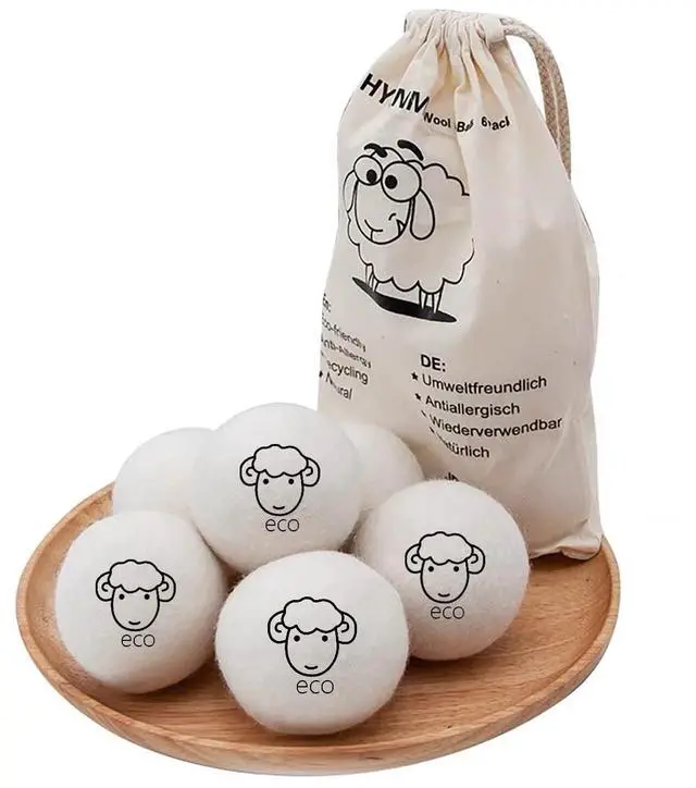 Main image of 6-Pack Wool Dryer Balls Reusable Laundry Balls for Dryer Natural Fabric Softeners and Wrinkle Release, Organic and Eco Wool Dryer Ball for Pet Hair Removal, Dryer Sheets, Drying Ball