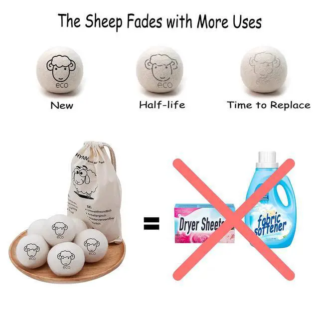 Alt view image 5 of 7 - 6-Pack Wool Dryer Balls Reusable Laundry Balls for Dryer Natural Fabric Softeners and Wrinkle Release, Organic and Eco Wool Dryer Ball for Pet Hair Removal, Dryer Sheets, Drying Ball
