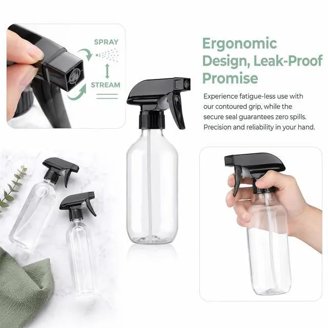 Alt view image 2 of 7 - 10 Packs Spray Bottle,10 Oz/300ml Fine Mist Water Spray Bottles, Plastic Refillable Containers with Adjustable Nozzle for hair, pets, plants, cleaning