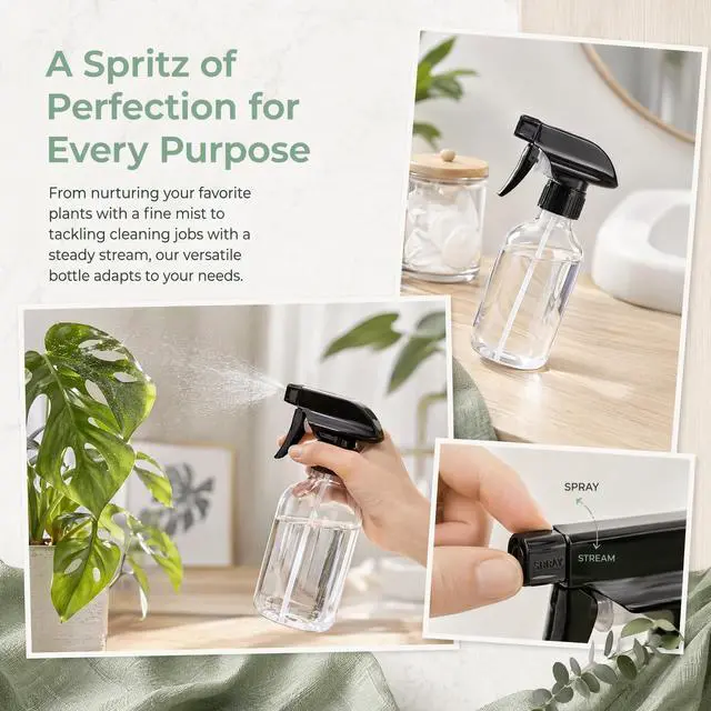 Alt view image 4 of 7 - 10 Packs Spray Bottle,10 Oz/300ml Fine Mist Water Spray Bottles, Plastic Refillable Containers with Adjustable Nozzle for hair, pets, plants, cleaning