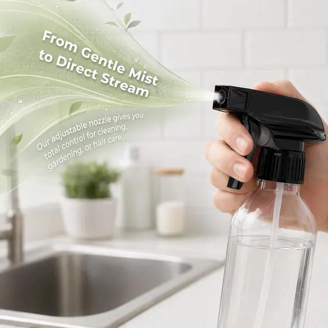 Alt view image 7 of 7 - 10 Packs Spray Bottle,10 Oz/300ml Fine Mist Water Spray Bottles, Plastic Refillable Containers with Adjustable Nozzle for hair, pets, plants, cleaning