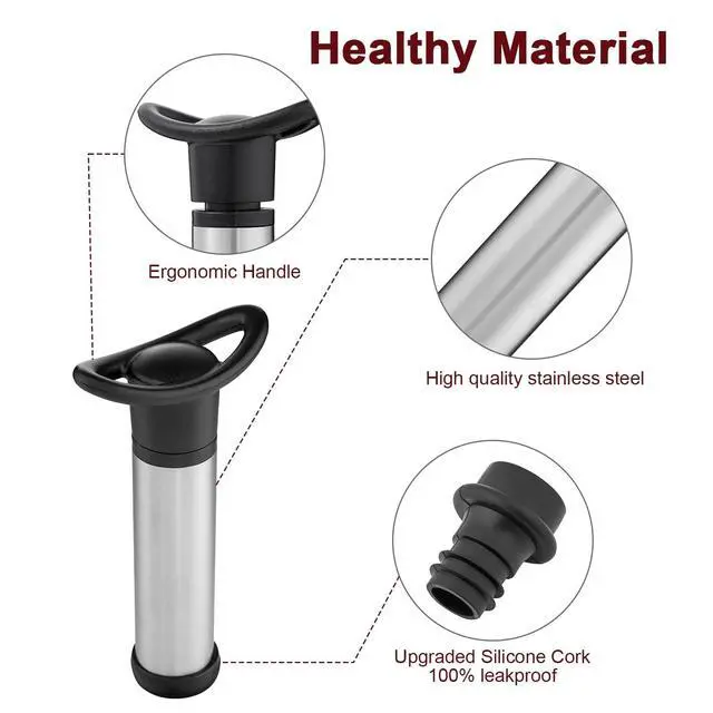 Alt view image 2 of 6 - Wine Saver Vacuum Pump with 4 Wine Stoppers, Wine Bottle Stoppers with Food Grade Silicone Leak proof Keep Fresh Suitable for All Standard Wine Bottles