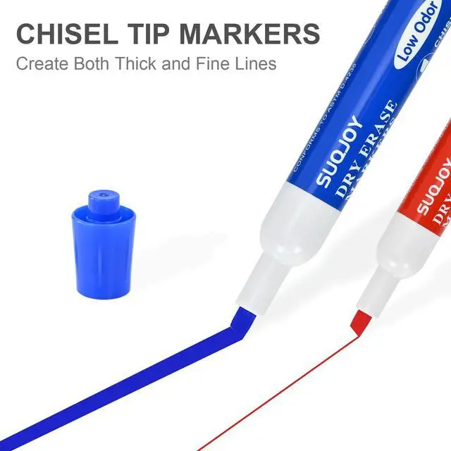 Alt view image 3 of 6 - Dry Erase Markers, Chisel Tip Whiteboard Marker, Low Odor Thick Dry Markers, 12 Count 4 Assorted Color Markers for Kids/Teachers