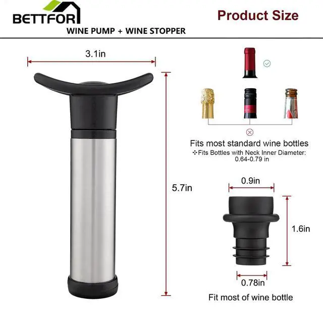 Alt view image 5 of 6 - Wine Saver Vacuum Pump with 4 Wine Stoppers, Wine Bottle Stoppers with Food Grade Silicone Leak proof Keep Fresh Suitable for All Standard Wine Bottles