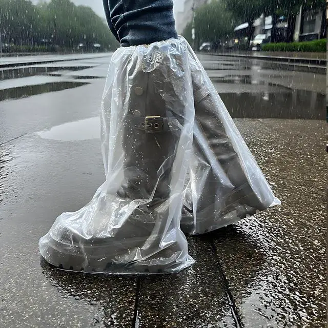 Main image of 10 Pairs Disposable Waterproof Boot Covers for Rain - Plastic Rain Shoe Covers - Non-Slip Indoor Outdoor Rain Cover for Shoes,Plastic Overshoes for Men Women -Water Proof Boot Protector Clear-XL