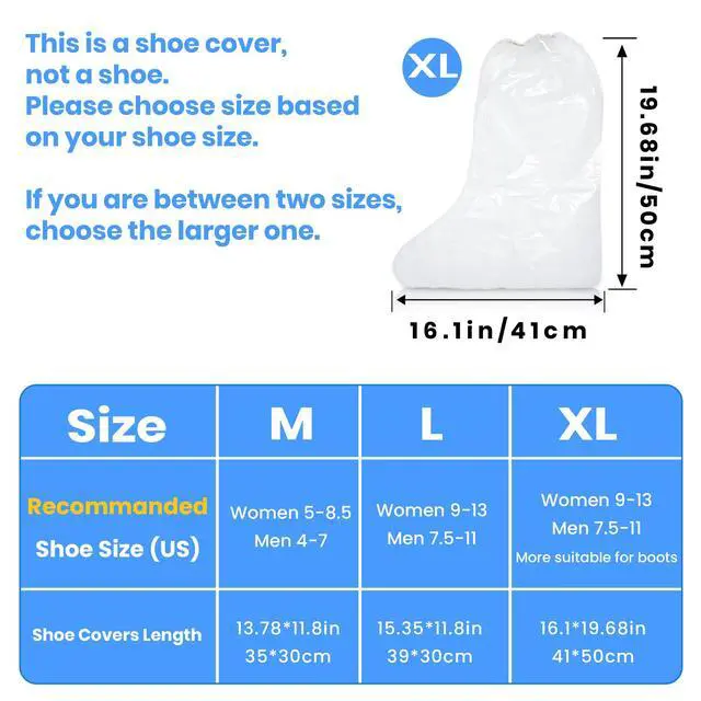 Alt view image 2 of 7 - 10 Pairs Disposable Waterproof Boot Covers for Rain - Plastic Rain Shoe Covers - Non-Slip Indoor Outdoor Rain Cover for Shoes,Plastic Overshoes for Men Women -Water Proof Boot Protector Clear-XL