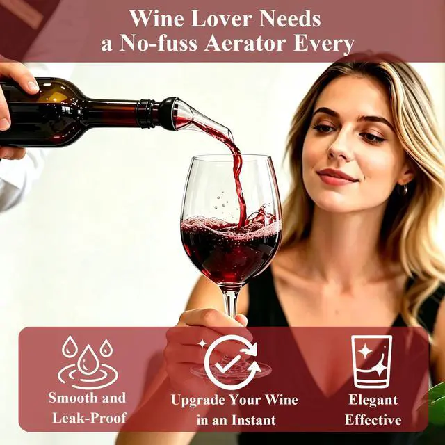 Alt view image 2 of 7 - Wine Aerator Pourer Spout, Premium Aerating Pourers with Gift Packing, Wine Pourer Aerator, Easy to Use for Enhancing Wine Flavor and Smooth Pouring