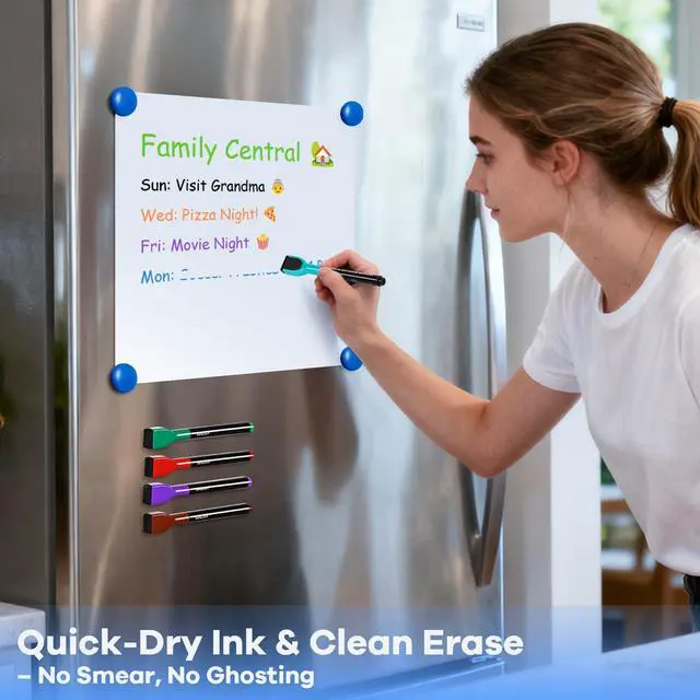 Alt view image 5 of 6 - Magnetic Dry Erase Markers, Fine Tip Whiteboard Markers with Eraser Caps, Low Odor, 12 Assorted Colors, for Fridge Calendar, 12 Count