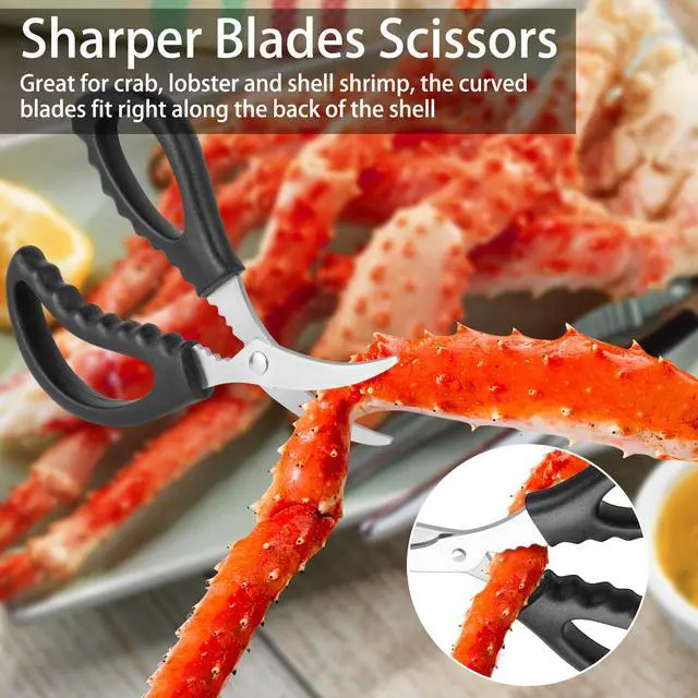 Alt view image 6 of 7 - Seafood Cracker Tool Set With Lobster Sheller Stainless Steel Crab Crackers Crab Leg Fork Seafood Scissors And Storage Bag, Crab Leg Pick Utensils Set Crab Eating Tools (9Pcs)