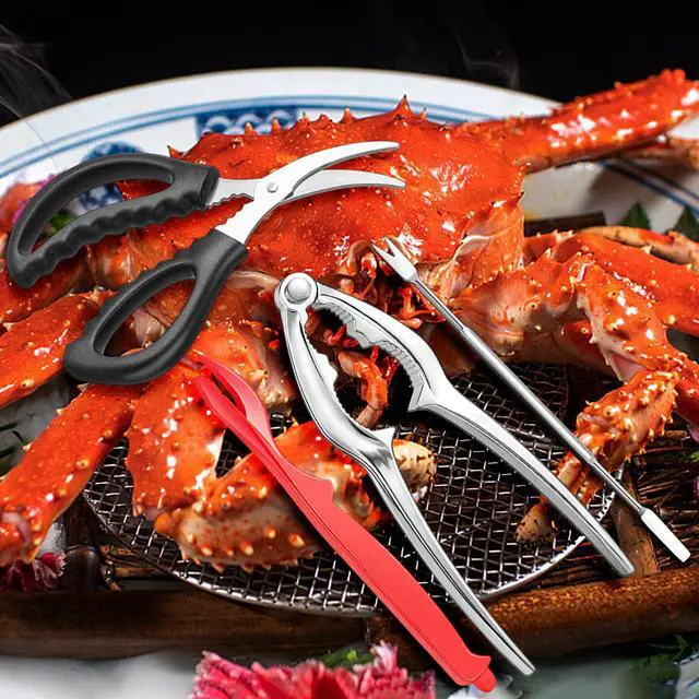 Alt view image 7 of 7 - Seafood Cracker Tool Set With Lobster Sheller Stainless Steel Crab Crackers Crab Leg Fork Seafood Scissors And Storage Bag, Crab Leg Pick Utensils Set Crab Eating Tools (9Pcs)