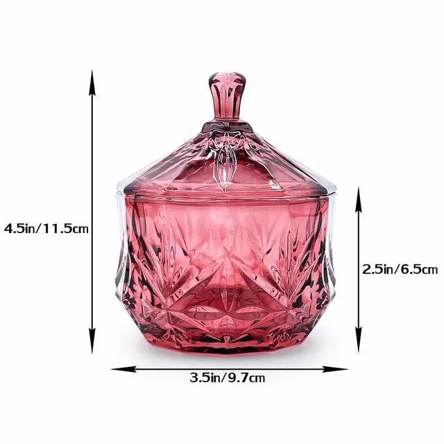 Alt view image 3 of 6 - Glass Candy Cookie Jar,Small Crystal Chrismas Candy Dish with Lid,Dark Feminine Decor,Vanity Bathroom Organizer(Magenta)