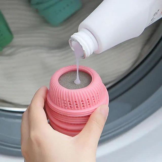 Alt view image 7 of 7 - Washing Machine Laundry Ball Reusable Fabric Softener Dispense Ball for Washing Sponge Cleaning Tool Household Substitute (Green)