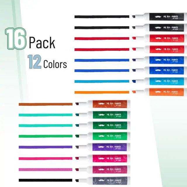 Alt view image 2 of 6 - Dry Erase Markers, 16 Pack, Assorted Colors, Low Odor Ink