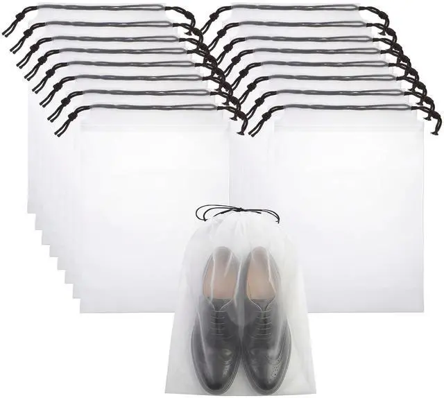Main image of Drawstring Shoe Bags Shoe Bags for Packing, Storage Reusable Waterproof Shoe Organizers for Sneakers & Clothes, Translucent Travel Bags for Men Women (16 Pack)