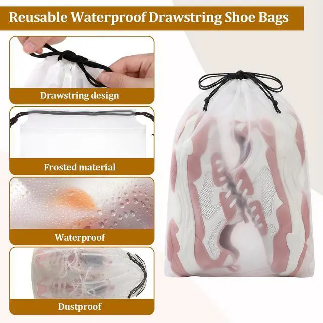 Alt view image 4 of 6 - Drawstring Shoe Bags Shoe Bags for Packing, Storage Reusable Waterproof Shoe Organizers for Sneakers & Clothes, Translucent Travel Bags for Men Women (16 Pack)