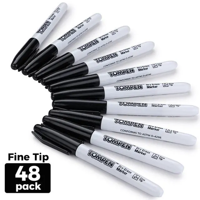 Alt view image 2 of 7 - Dry Erase Markers Fine Tip,Black,48 Count Bulk,Thin Erasable Whiteboard Markers with Low Odor Ink Quick-Drying for Calendar Boards Office Home School Writing Planning