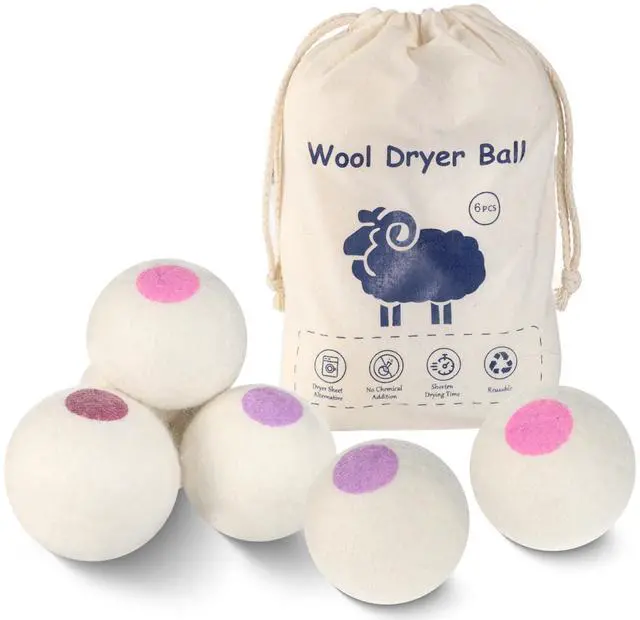 Main image of Wool Dryer Balls 6PCS Pure Organic Laundry Wool Tumble Dryer Ball Reusable Natural Fabric Softener Reduce Wrinkles and Drying Time