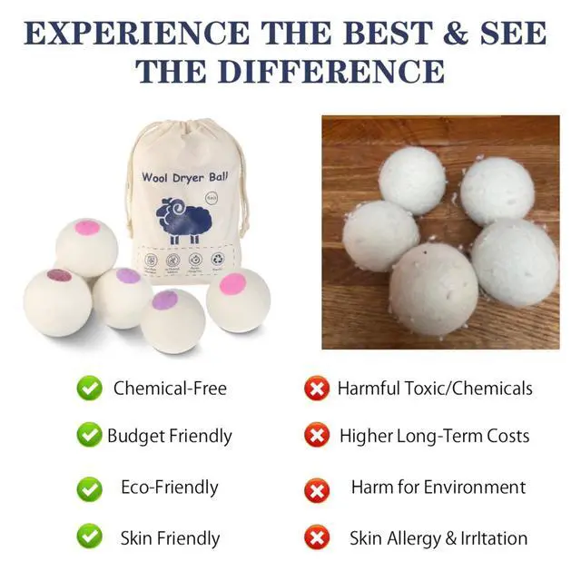 Alt view image 4 of 7 - Wool Dryer Balls 6PCS Pure Organic Laundry Wool Tumble Dryer Ball Reusable Natural Fabric Softener Reduce Wrinkles and Drying Time