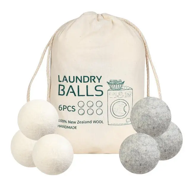Main image of Wool Laundry Ball Pack of 6 Tumble Dryer Wool Ball Fabric Softener Alternative Reusable Wool Laundry Balls NatureS Fabric Softeners for Fluffs Clothes