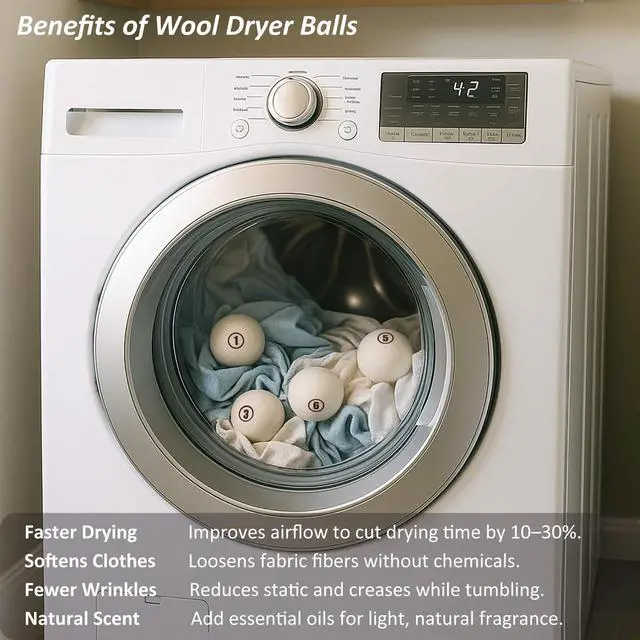 Alt view image 3 of 7 - Wool Dryer Balls Laundry, XL(2.7") 4 Pack, Premium Fabric Softener Ball, Reusable, Anti Static, Chemical Free Natural Wool Balls for Dryer, Laundry Dryer Balls 100% New Zealand Wool