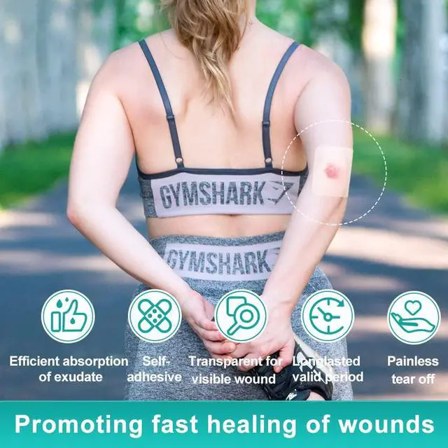 Alt view image 3 of 7 - Hydrocolloid Wound Dressing, 10 Pcs Ultra Thin 4" x 4" Large Patch Bandages with Self-Adhesive, Fast Healing for Bedsore, Burn, Blister, Acne Care, Sterile and Waterproof