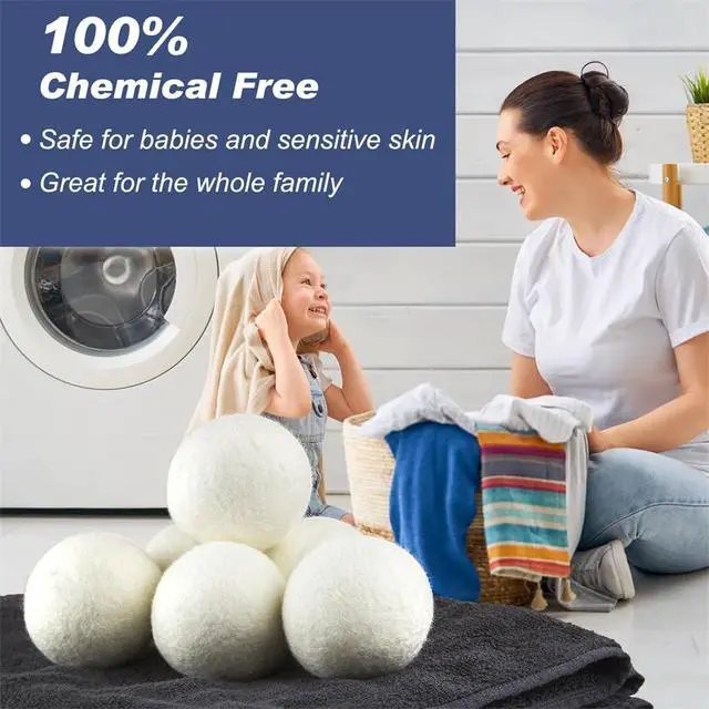 Alt view image 7 of 7 - Wool Laundry Ball Pack of 6 Tumble Dryer Wool Ball Fabric Softener Alternative Reusable Wool Laundry Balls NatureS Fabric Softeners for Fluffs Clothes