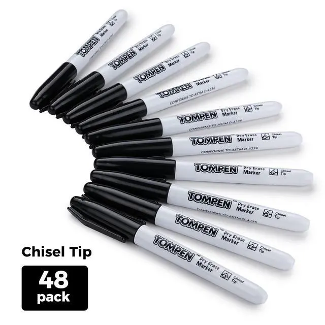 Alt view image 2 of 7 - Dry Erase Markers Chisel Tip Black,48 Count Bulk,Erasable Whiteboard Markers with Low Odor Ink Quick-Drying for Calendar Boards Office Home School Writing Planning