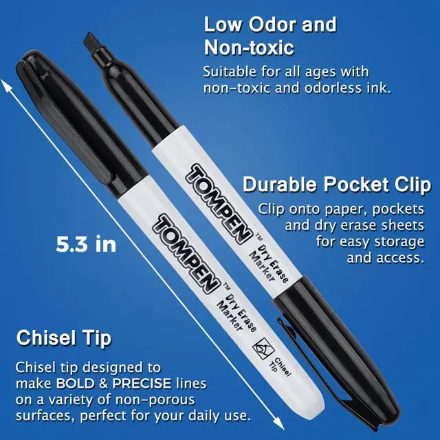 Alt view image 6 of 7 - Dry Erase Markers Chisel Tip Black,48 Count Bulk,Erasable Whiteboard Markers with Low Odor Ink Quick-Drying for Calendar Boards Office Home School Writing Planning