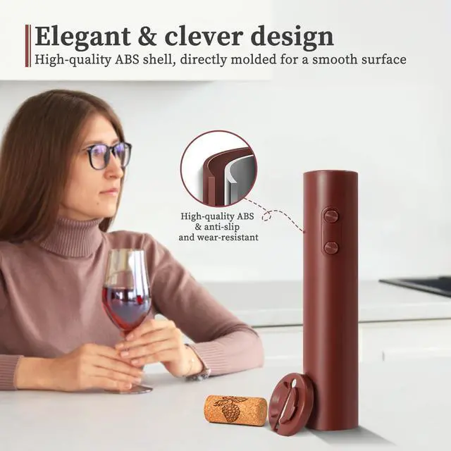 Alt view image 4 of 6 - Lightweight Electric Wine Opener, 4 AA Not Included, Red | Lightweight ABS design with foil cutter and two-button cork removal. Powered by 4 AA batteries; batteries not included.