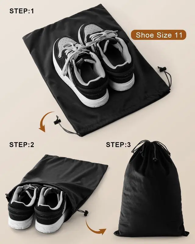 Alt view image 2 of 7 - 2 Pcs Shoe Bags for Travel, Dust Velvet Bags, Black Beauty, 17.3x12.6 Inch