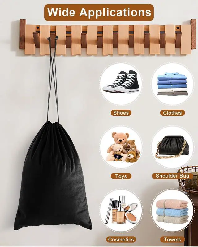 Alt view image 4 of 7 - 2 Pcs Shoe Bags for Travel, Dust Velvet Bags, Black Beauty, 17.3x12.6 Inch