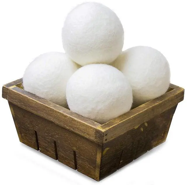 Main image of Wool Dryer Balls Natural Fabric Softener and 100% Organic, Chemical Free and Reduces Wrinkles. Saving Electricity and Drying Time XL Size 4 Pack White 4 Count
