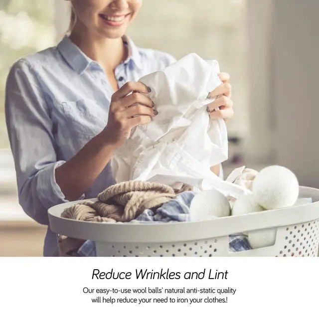 Alt view image 2 of 6 - Wool Dryer Balls Natural Fabric Softener and 100% Organic, Chemical Free and Reduces Wrinkles. Saving Electricity and Drying Time XL Size 4 Pack White 4 Count